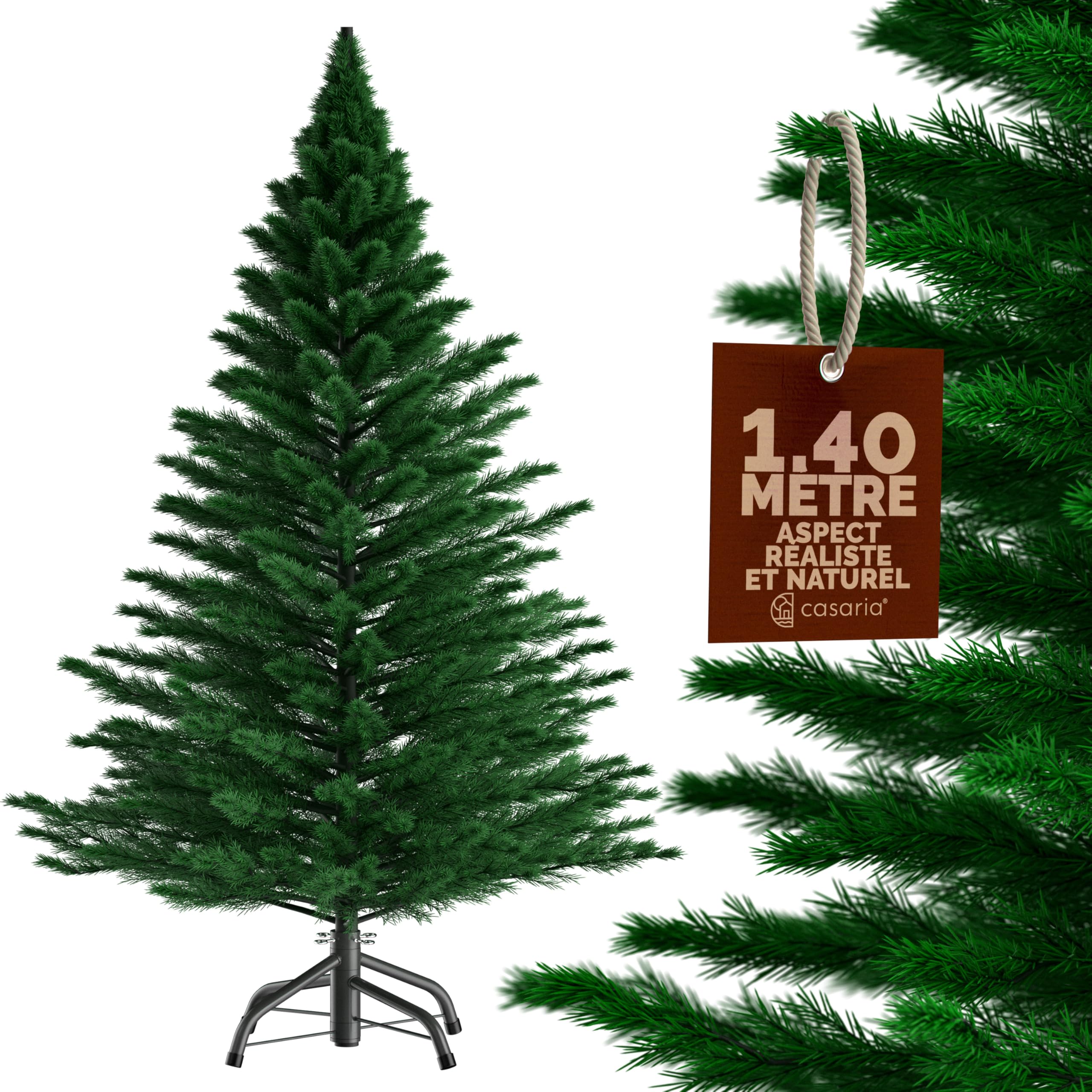 CASARIA® Sapin de Noël Artificiel 140 cm Vert Pied métal 470 Branches PE Imitation Parfaite décoration de noël fêtes Arbre de noël réutilisable