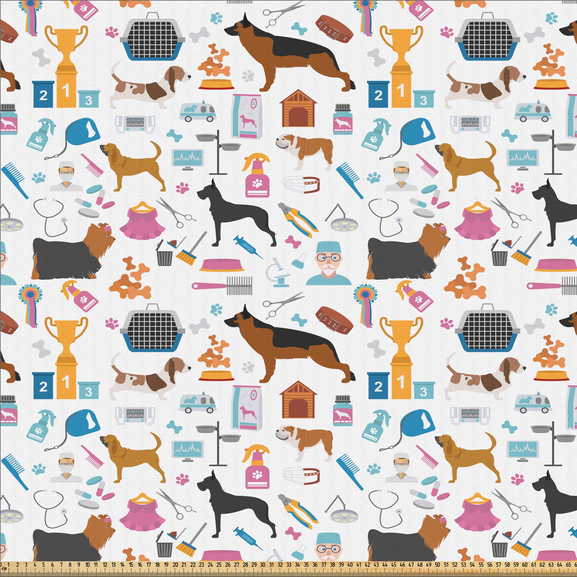 Abakuhaus Perros Tela Por Metro Salud Veterinaria De Dibujos Animados Microfibra Decorativa Para Artes Y Manualidades 5m 230x500cm Multicolor Amazon Es Hogar