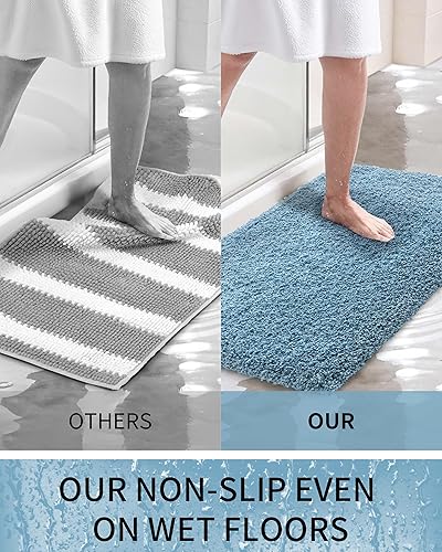 Miniatura 8 de Alfombras de baño de 17 x 24 pulgadas, ultra gruesas, peludas, suaves, absorbentes, de látex de espuma de alta densidad, parte trasera