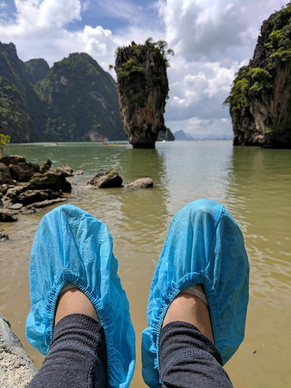 Blue Shoe Guys Professional Grade Disposable Boot & Shoe Covers Booties | 100 Pack | Non-Slip, Water Resistant, Recyclable for Indoor & Outdoor Protection | Large Size Up to US Men's 12 & Women's 14 - - 