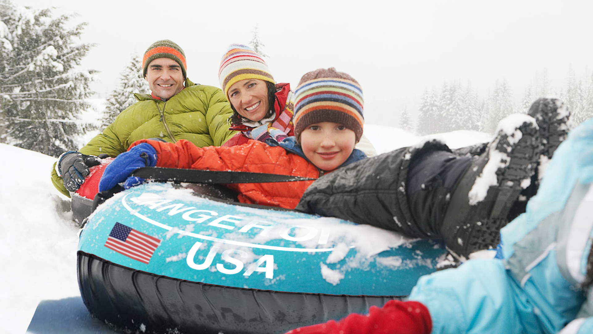 Tube à Neige Gonflable Avec Poignées 80x80 Cm - Luge Hiver Pour Enfants Et Adultes, Motifs Renne Ou Rayures
