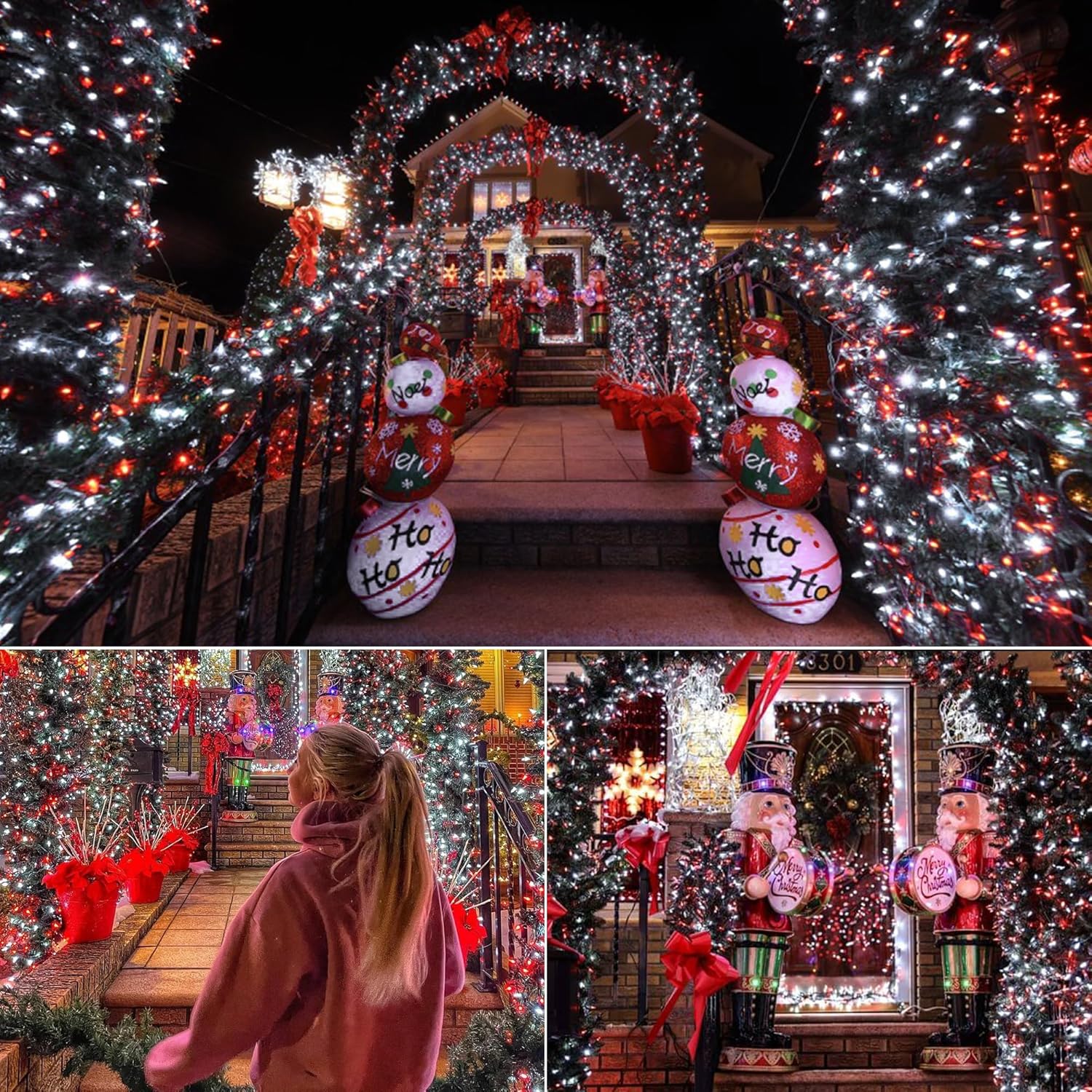 Brizled Red & White Christmas Lights, 33ft 100 LED Christmas String Lights, 5MM Wide Angle Xmas Tree Light Connectable, 120V UL Certified Mini Xmas Light for Indoor Outdoor Tree Room Party, Green Wire - Image 5