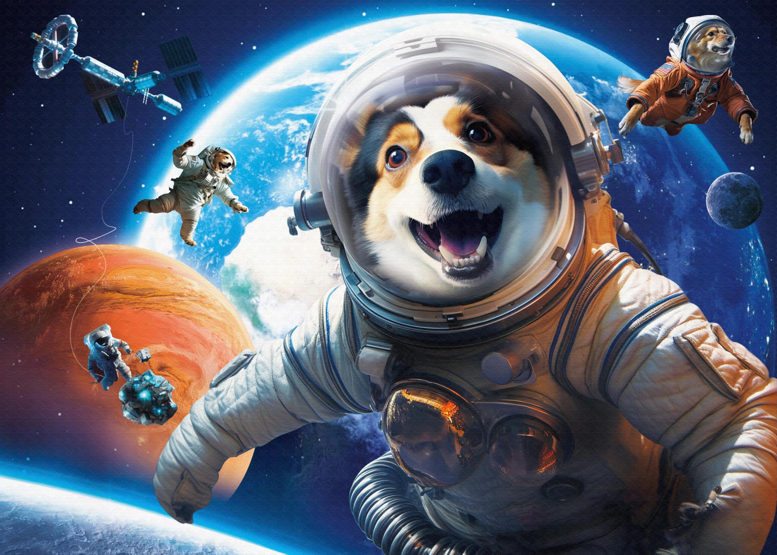 Puzzle 1000 Teile für Erwachsene, Familien (Hund Astronaut) Teile passen perfekt zusammen