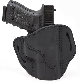 1791 GUNLEATHER Glock 19 Holster - Right Hand OWB G19 Leather Holster for Belts - Fits Glock 19, 23, 26, 27, H&K VP40 and Springfield XDS - Stealth Black