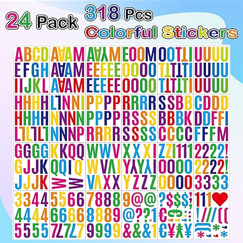 Miniatura 3 de 24 hojas de calcomanías de letras grandes, 318 calcomanías del alfabeto de 2 pulgadas, letras de vinilo para tablón de anuncios para niños, escuela,