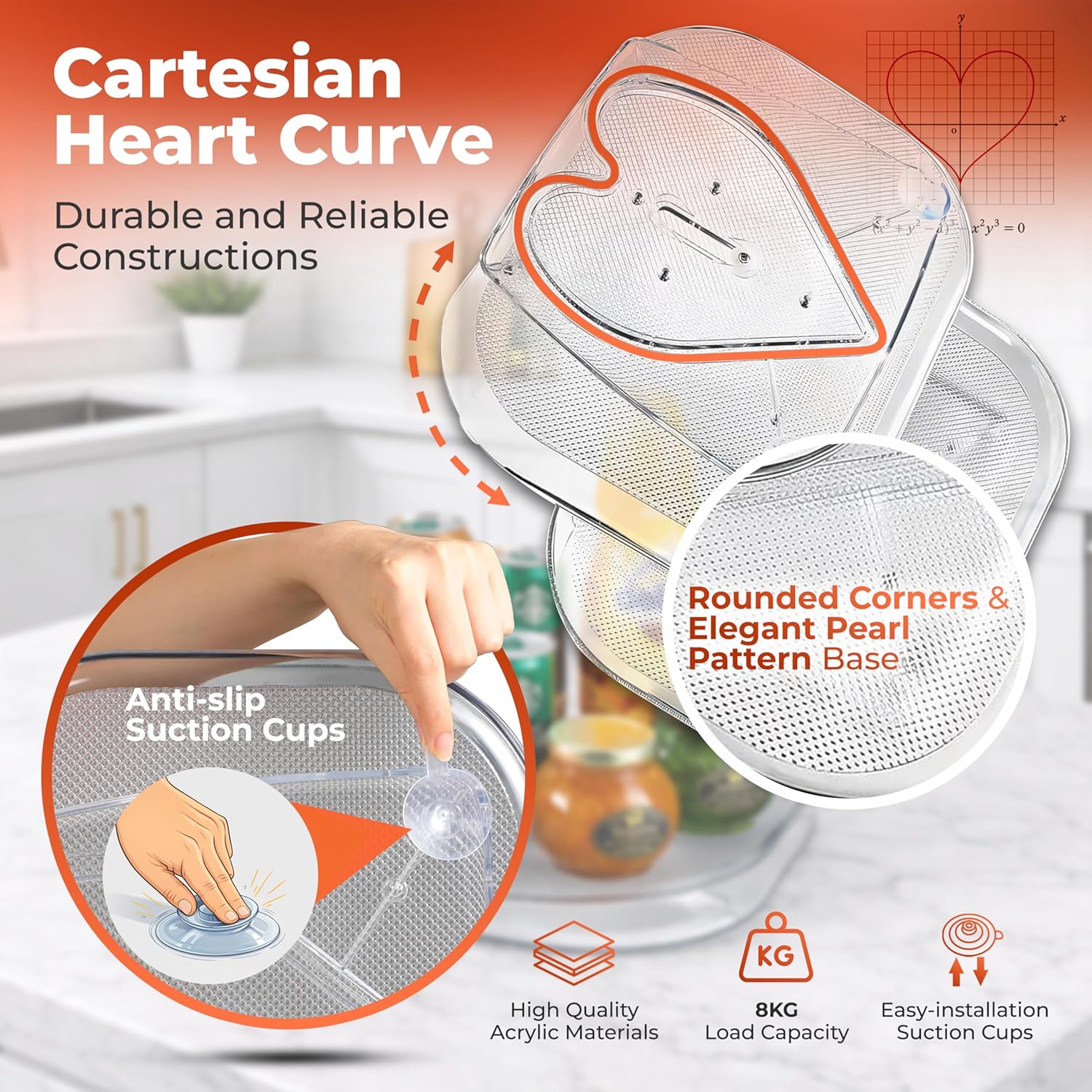 Oizeir Refrigerator Lazy Susan (2PK) - Clear Rectangular Fridge Organizer - Turntable Tray Lazy Susan for Refrigerator - Cabinet & Pantry Organizer - Smooth 360° Rotating Swivel Spinning Fridge Shelf