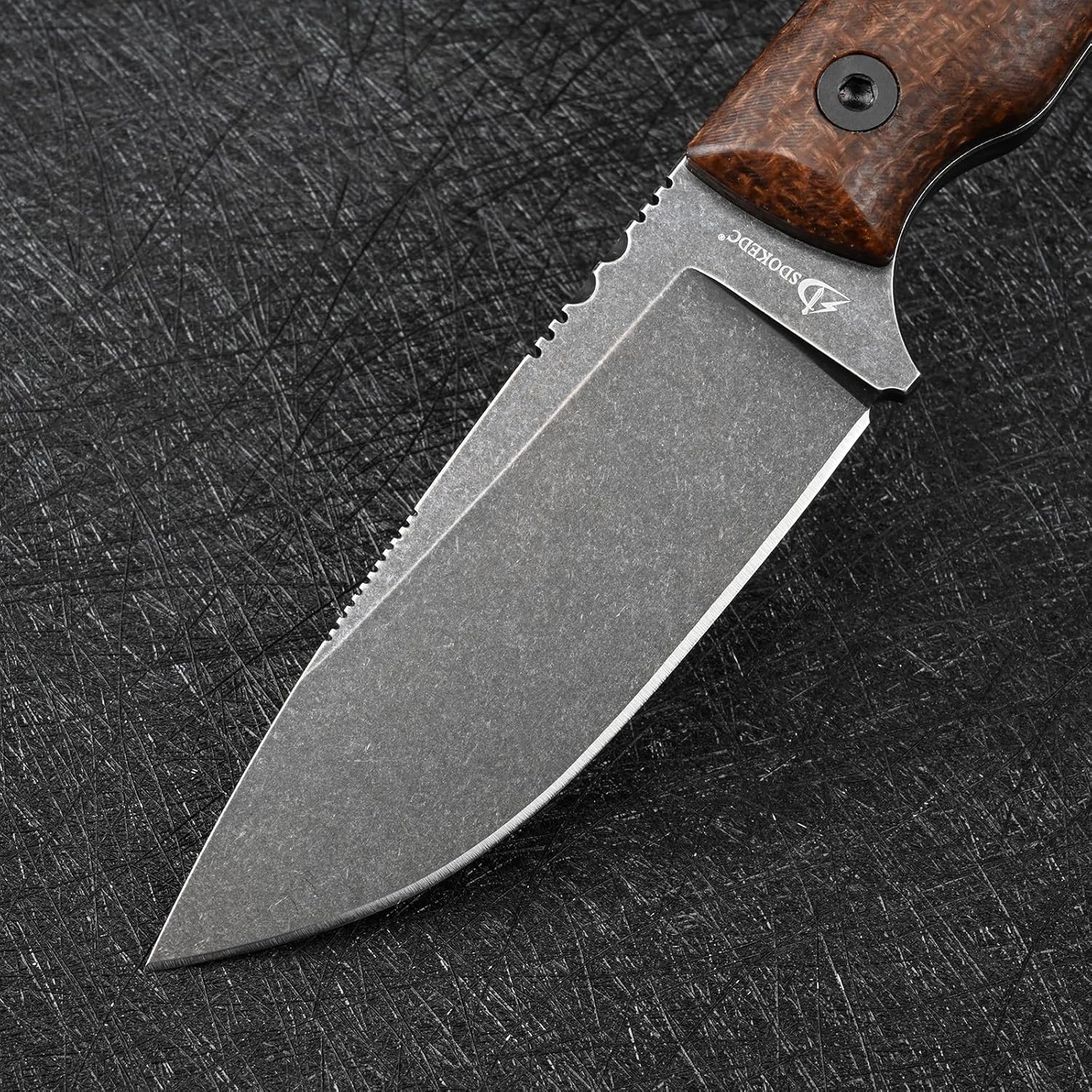 Knives DC53 Steel Tactical Hunting Fixed Blade Knife Micarta Handle with kydex sheath for Men EDC Outdoor Camping Survival (Black stone wash+Micarta handle)