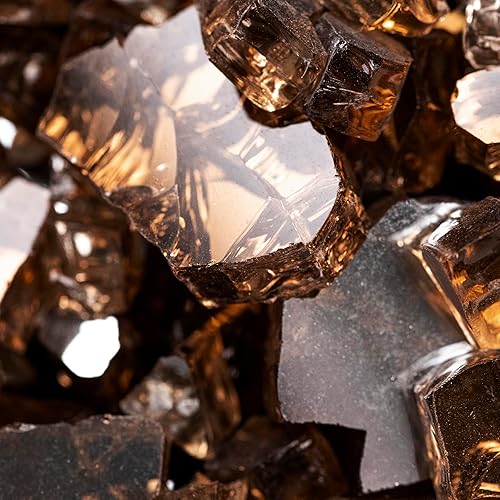 Miniatura 8 de MSI Vidrio ignífugo marrón cobre, rocas de vidrio templado reflectante de 12 pulgada de alto brillo para propano o chimenea de gas natural, rocas de