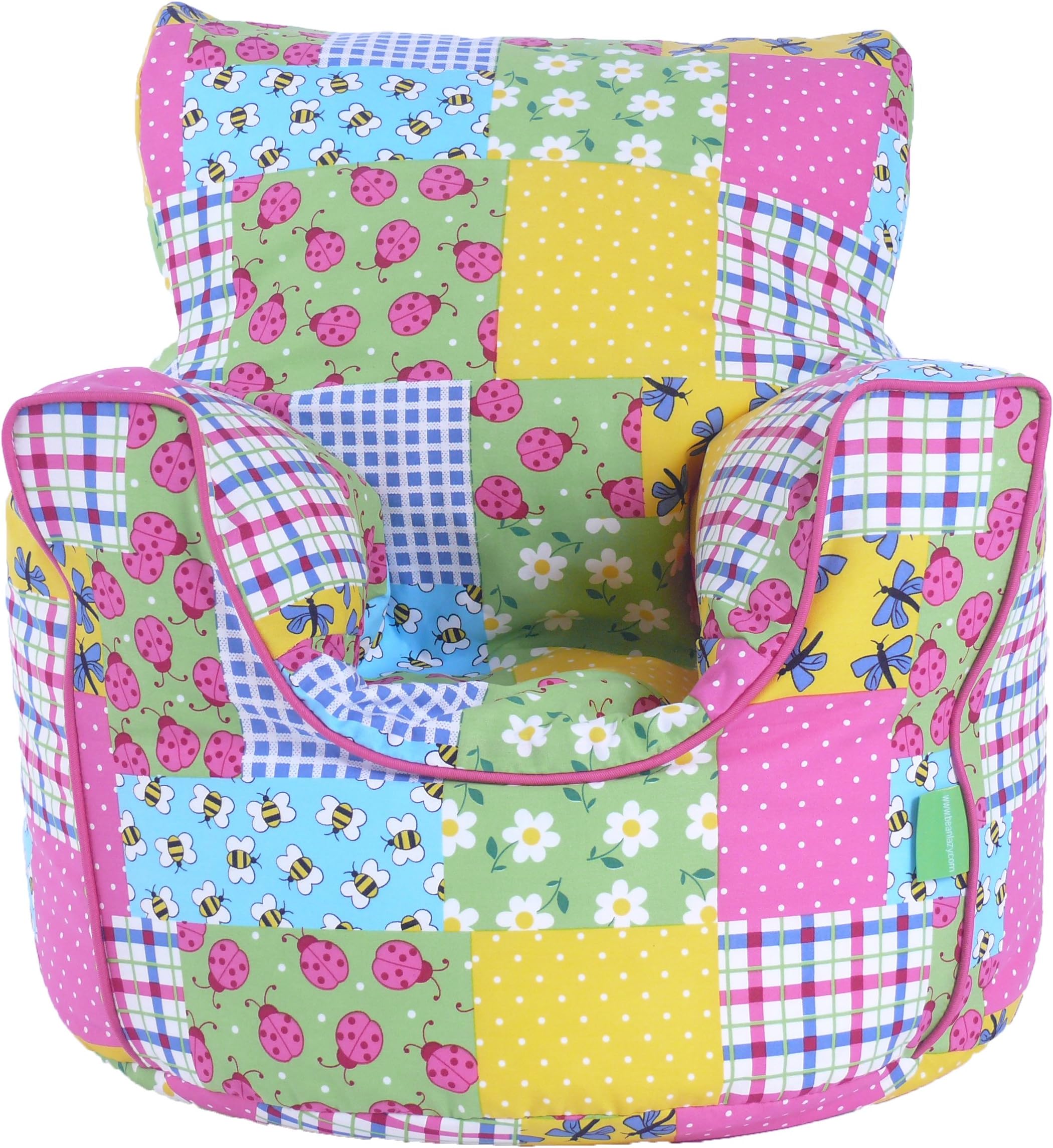 Cotton Patchwork/Ladybird Bean Bag Arm Chair with Beans
