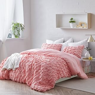 Layered Pleats Twin XL Duvet Cover - Strawberry Quartz