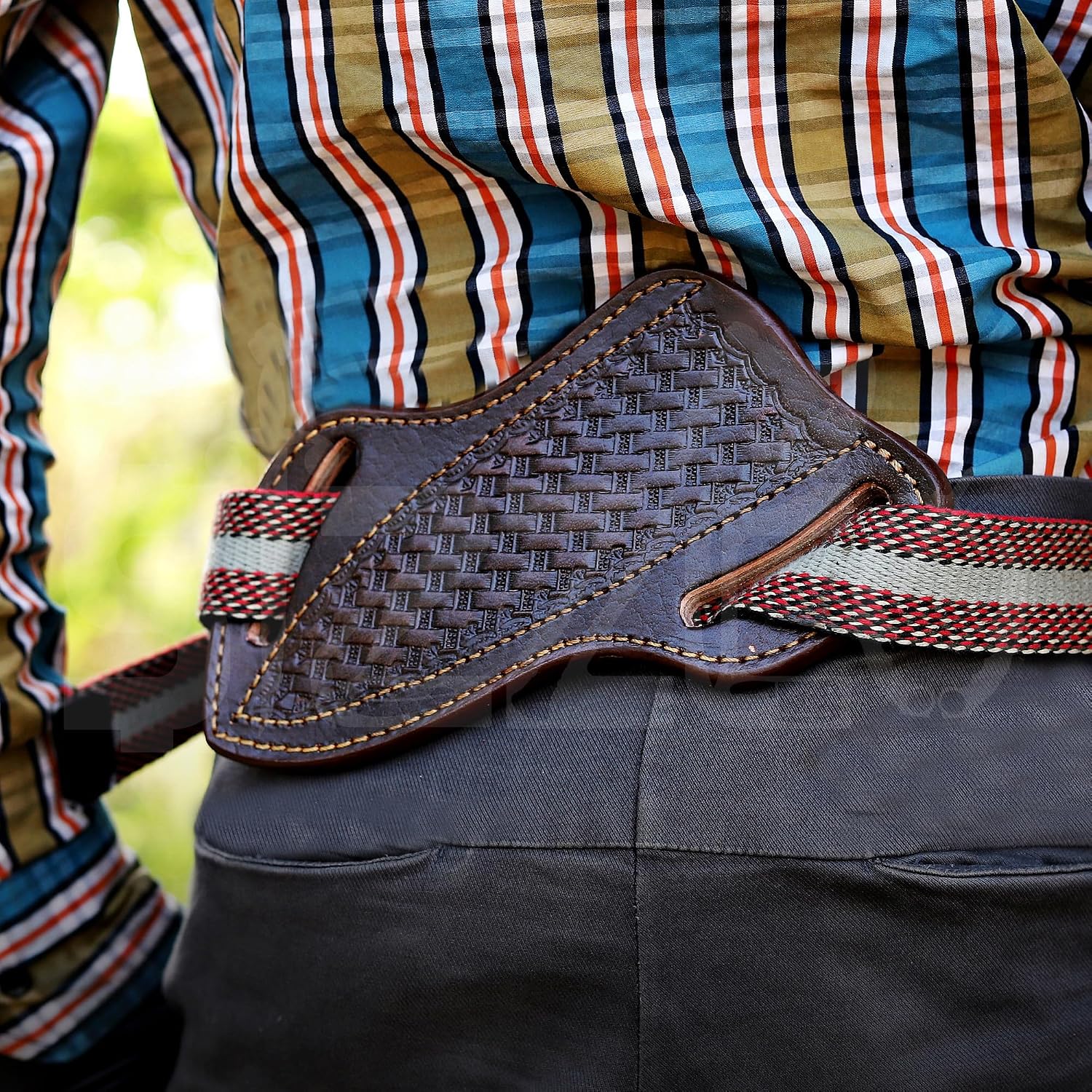 Handmade Leather Knife Sheath Horizontal Belt Carry – Premium Brown EDC Knife Holster with Secure Fit, Durable Stitching, Outdoor Camping Hunting Accessories image 2