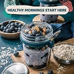 OATOLOGY Boite à avoine en verre d'une nuit Exclusivité en acier inoxydable à l'épreuve des fuites, cuillère, verre épais paquet de 2