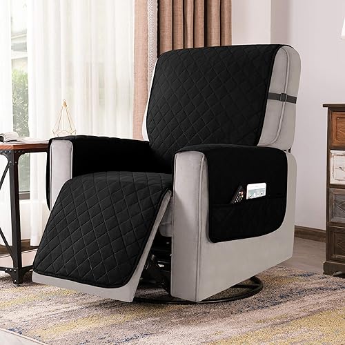 Vista 64 de Chun YI. - Funda reversible para sofá, funda para sillón, fácil de instalar, lavable, cubiertas para sala de estar. Negro