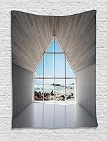 Vista 19 de Ambesonne Tapiz de Saguaro, Blooming Palo Verdes y Saguaros at 4 Peaks Hills Phoenix Arizona, colgante de pared para dormitorio, sala de estar