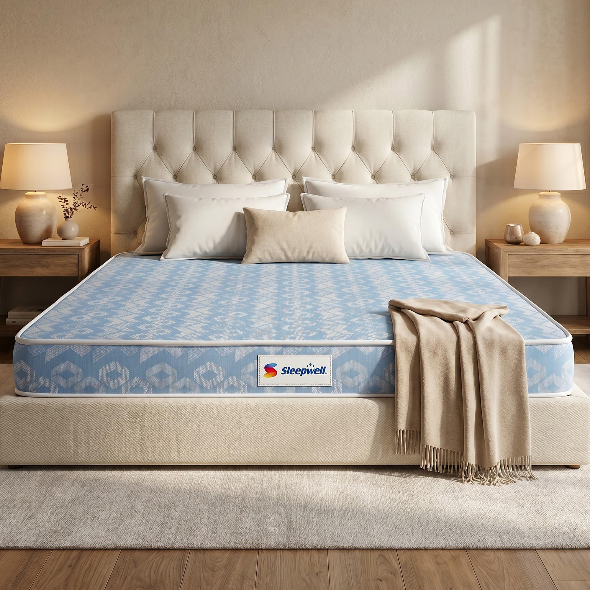 Sleepwell Dual Mattress | Reversible | High Density (HD) Foam | 8-inch Single Bed Size, Medium Soft & Hard (Orange,78x35X8)
