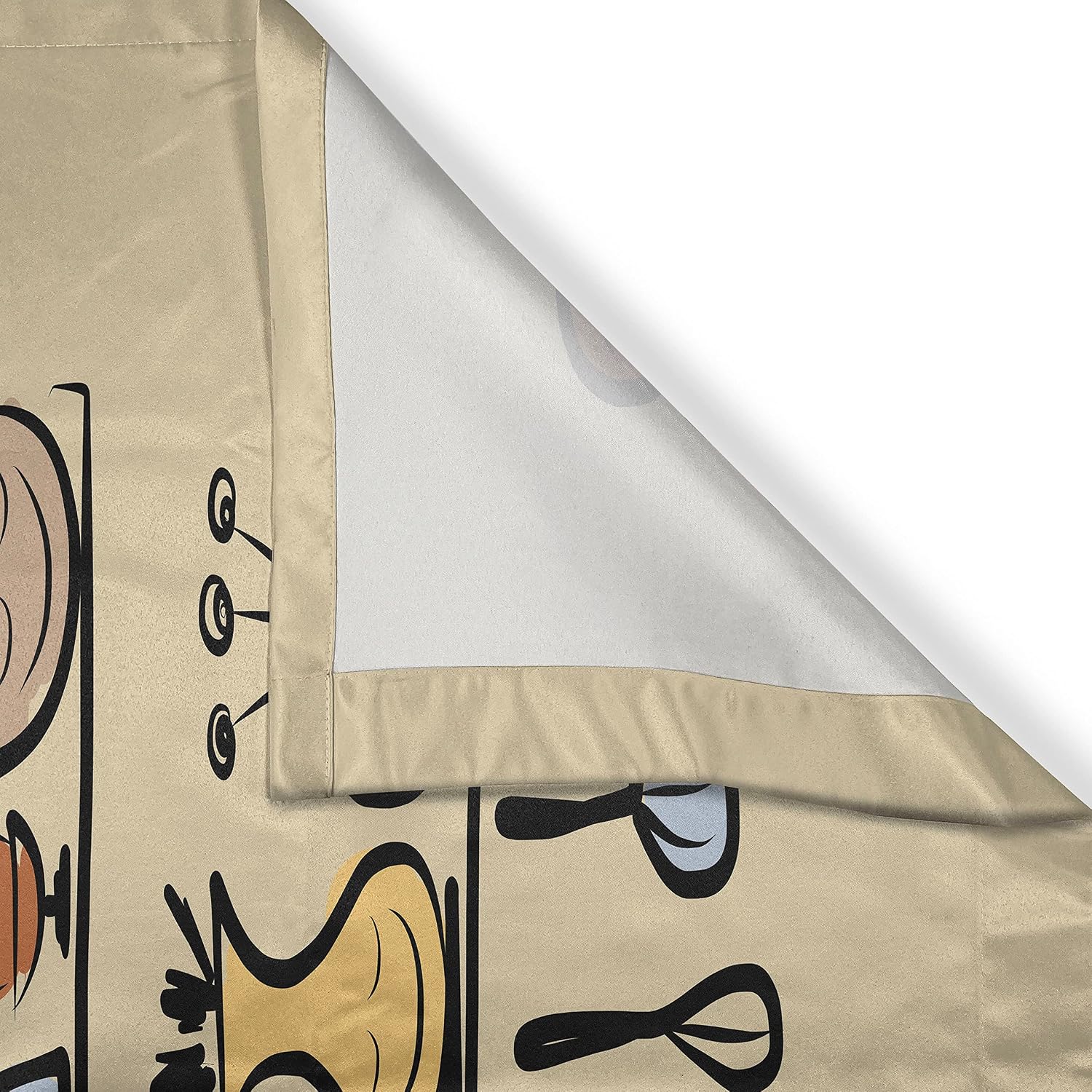 Ambesonne Vintage Kitchen Curtains, Kitchenware and Utensils Appliances Ornaments Spice Rack Funny Design Print, Window Drapes 2 Panel Set for Kitchen Cafe Decor, 55" X 39", Brown Cream image 3