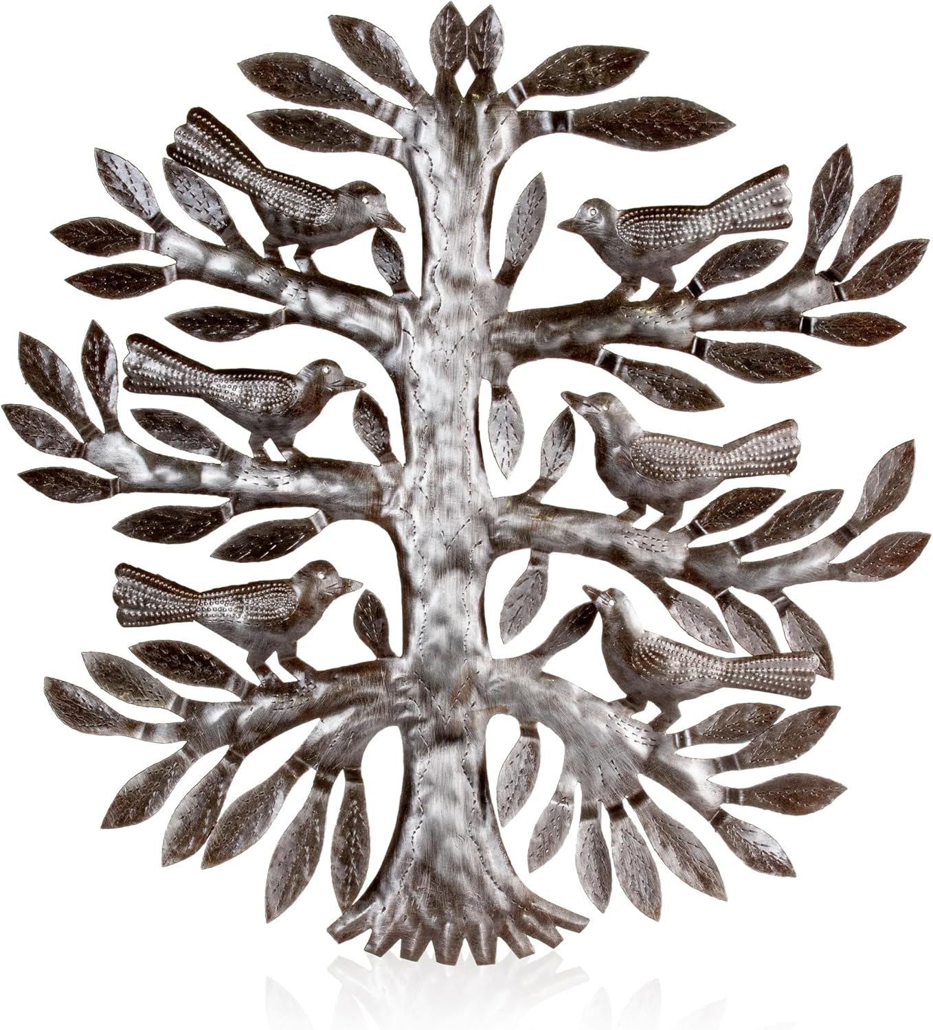 Global Crafts - Haitian Metal Wall Art Tree of Life with Birds - 24" Recycled Handmade, Classic
