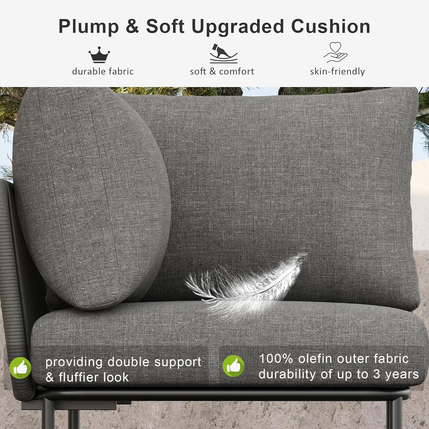 LayinSun 2 Pieces Aluminum Patio Furniture Set, Modern Modular Sectional Corner Chairs and Upgrade Thickness Cushion