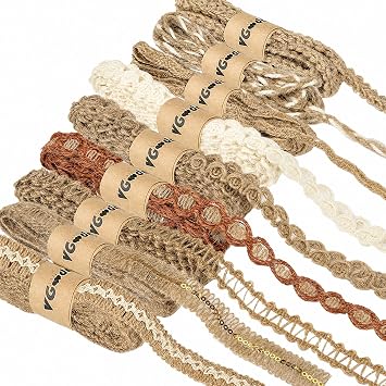 VGOODALL 9 Rolls Jute Ribbons Lace Craft Ribbon 18 مترًا للحرف اليدوية التفاف الهدايا عطلة وزينة الزفاف ريفي