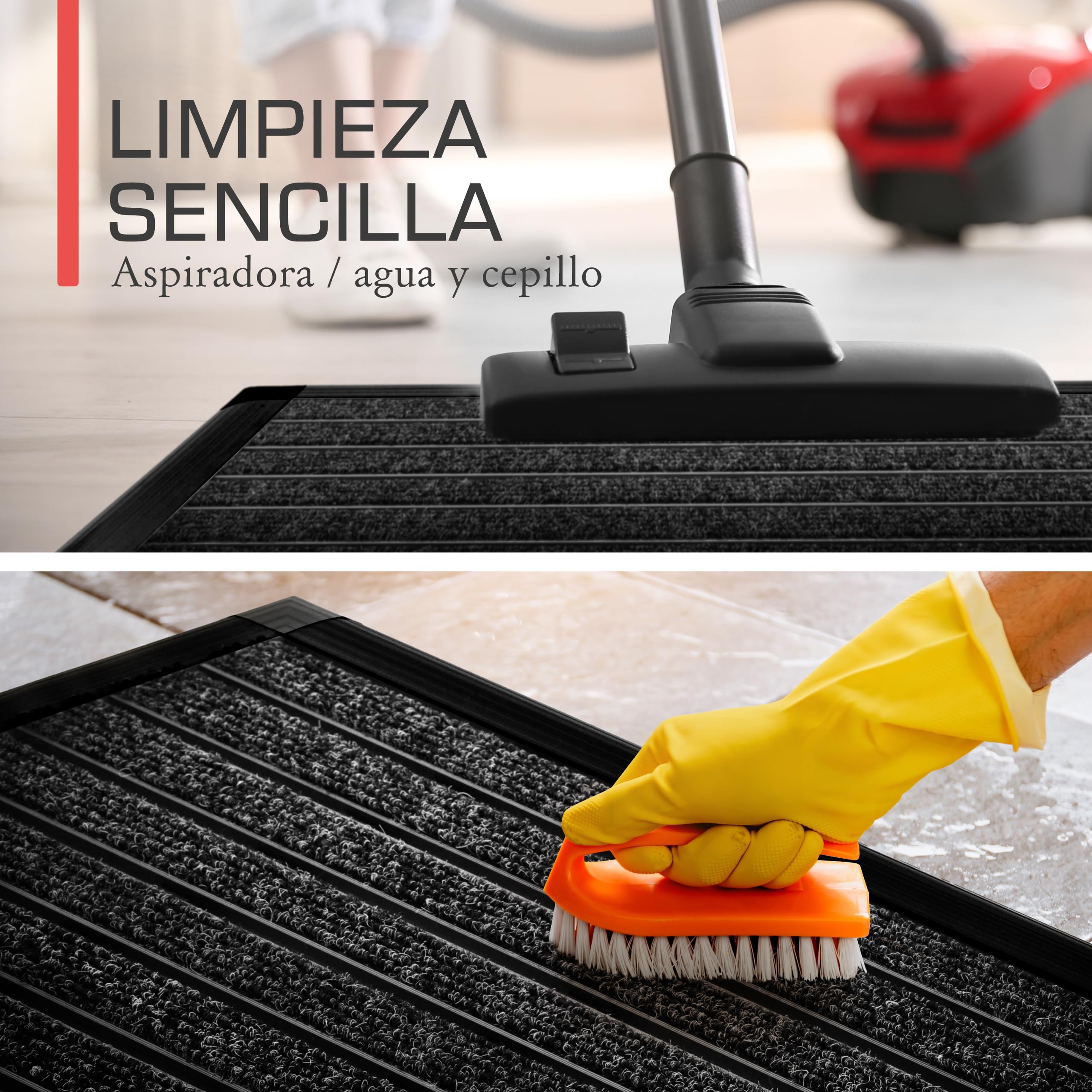 bomoe Felpudo de Aluminio para Puerta Principal Exteriores con Goma | 50x80cm antracita con colector de suciedad interior limpiabarros raspador zapatos entrada alfombra exterior AluGant