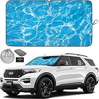 Vista 30 de Autoamerics Parasol de Parabrisas de Una Pieza - Parasol Cromado Líquido Plegable para Ventana Delantera de Auto para Carros SUV Camión - Protector