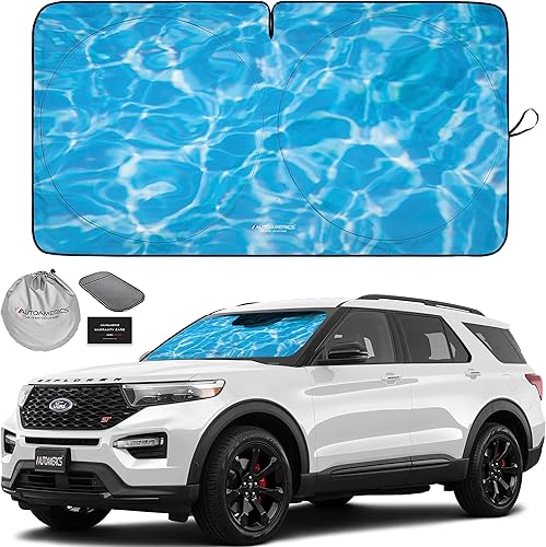 Miniatura 30 de Autoamerics Parasol de Parabrisas de Una Pieza - Parasol Cromado Líquido Plegable para Ventana Delantera de Auto para Carros SUV Camión - Protector