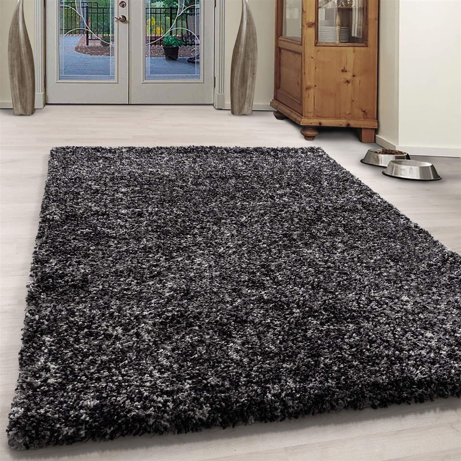 Bravich Extra Large Charcoal Grey and Black Mix Blend Pattern Design Mix Thick Shag 5cm Super Soft High Deep Pile Shaggy Area Rug/Living Room Rug Carpet 160x230 cm (5ft3 x 7ft7) โ image 1