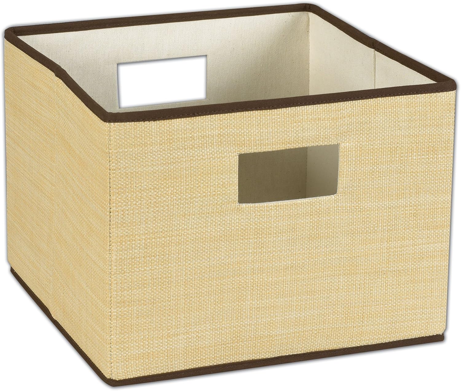 Household Essentials Resin Storage Bin with Handles, Wheat with Brown