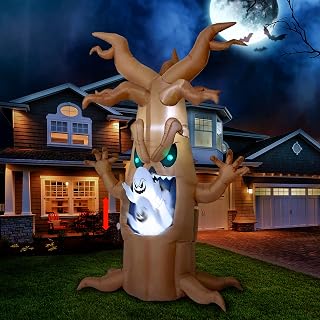 Joiedomi Animated 7 ft Tall Halloween Inflatable Scary Tree with Animated Ghost, Blow Up Inflatables with Build-in LEDs for Halloween Outdoor Yard Garden Party Holiday Decoration