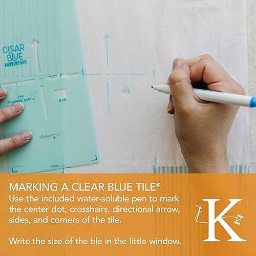 Miniatura 7 de Kimberbell Azulejos azules transparentes: juego esencial (32 piezas y 372 archivos de bordado) - Sistema completo para acolchar en tu máquina de