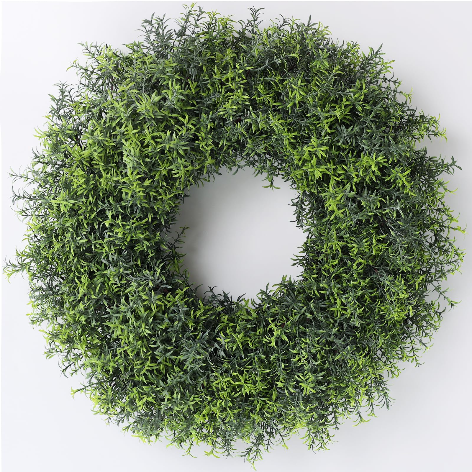 26 Large Artificial Rosemary Wreath for Front Door - UV Resistant Realistic Rosemary Plant Fake Spring Summer Greenery