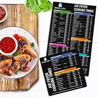 Air Fryer Magnetic Cheat Sheet Set, Air Fryer Accessories Cook Times, Airfryer Magnet Sheet Quick Reference Guide for Cooking and Frying (Black)