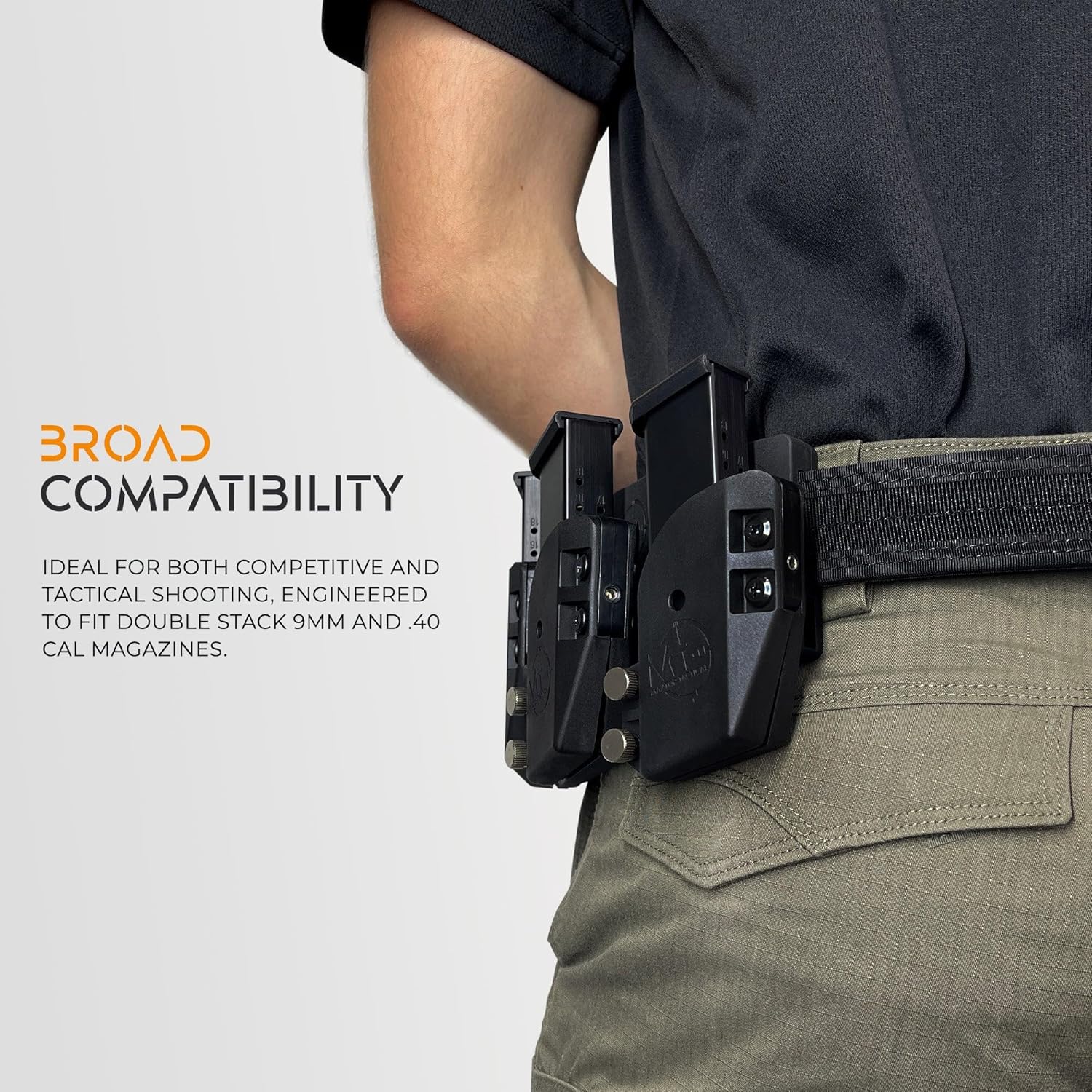 Rapid Draw Competition Mag Pouch Right Hand OWB Magazine Pouch, Adjustable Retention, 1.5" Belt Attachment Nylon Mag Carrier for 9mm & .40 Cal, Fits Glock, Sig, S&W, H&K, Springfield, Ruger, Beretta
