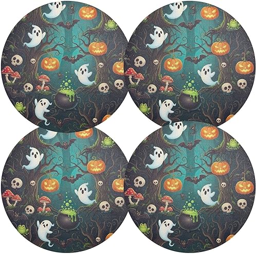 Miniatura 2 de Cute Ghosts Print Round Table Placemats, Heat Resistant Non Slip Place Mat Washable for Kitchen one sizex1