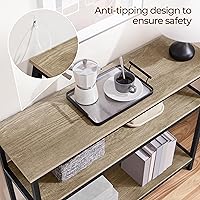 Vista 8 de Yaheetech Mesa de entrada con estantes de almacenamiento, mesa consola de 40 pulgadas con marco de metal, madera detrás del sofá, mesas para Gris