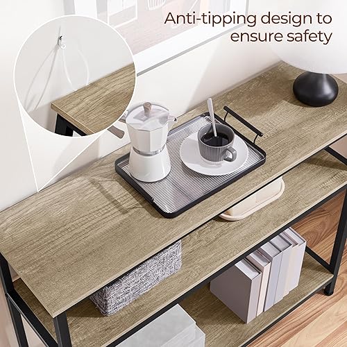 Miniatura 8 de Yaheetech Mesa de entrada con estantes de almacenamiento, mesa consola de 40 pulgadas con marco de metal, madera detrás del sofá, mesas para