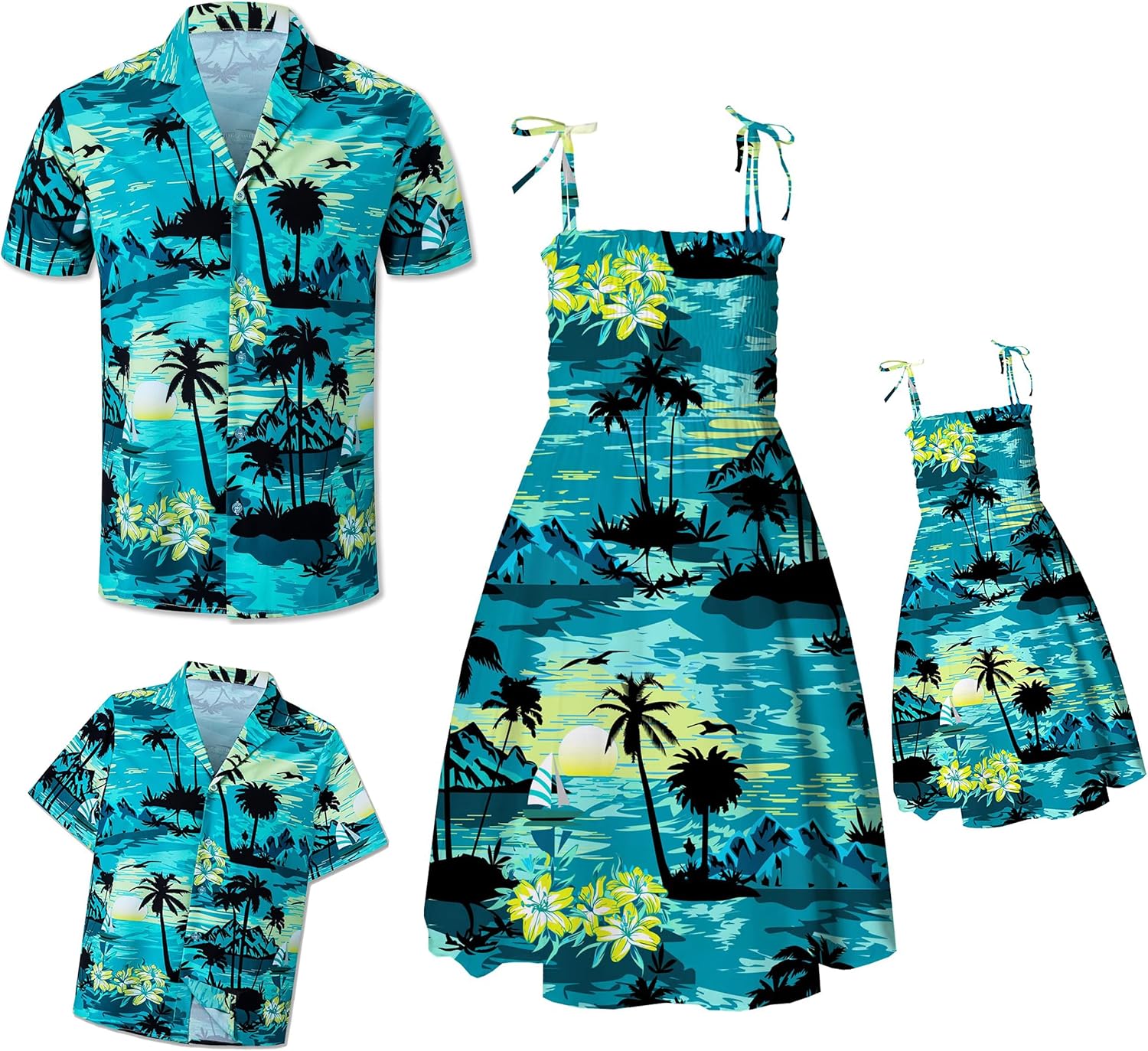 SANGTREE Family Matching Hawaiian Outfits , Casual Beach Travel Clothes ，Vacation Clothing Set for Women & Men & Girls & Boys - Image 2