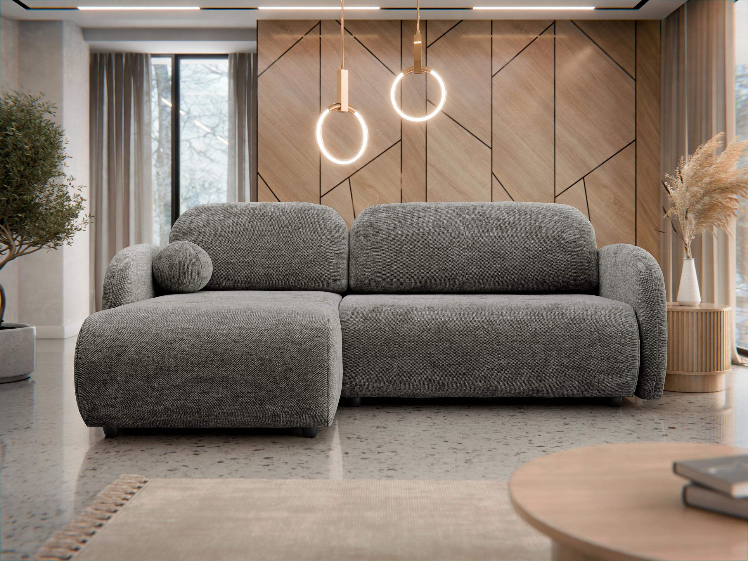 Mirjan24 Ecksofa mit Bettkasten Drinoz L, Eckcouch mit Schlaffunktion, Couch, Wohnlandschaft mit Bettfunktion, L-Form Sofa, Ottomane universell (Sereno 686)