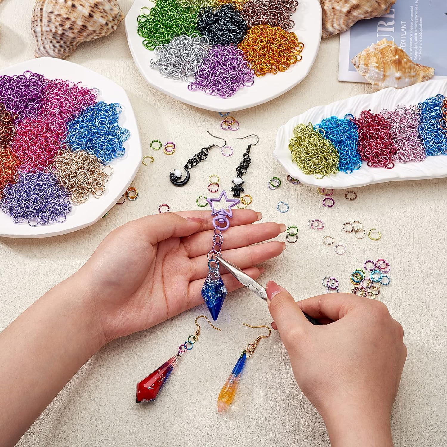 4800Pcs 24Colors Jump Ring 8mm Aluminum Wire Open Jump Ring Chainmail Jump Rings O Shape Colored Jump Rings Set for Necklace Bracelet Earrings Charm Jewelry Making Supplies