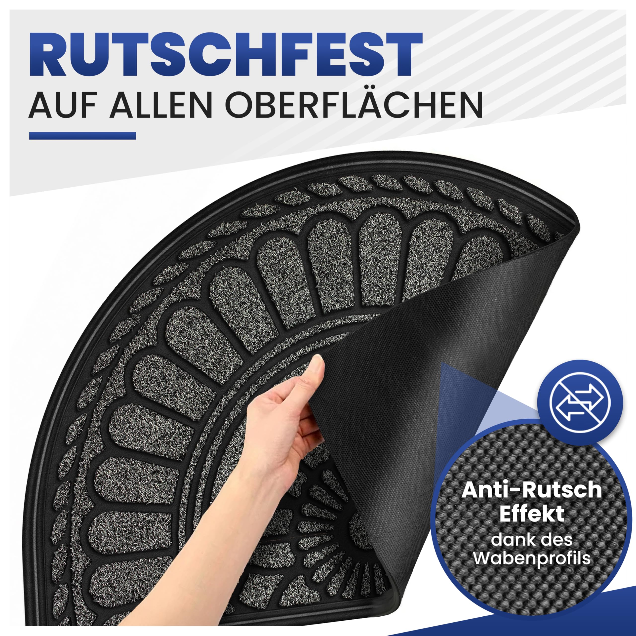 Mibao Fußmatte 60 x 90 cm, rutschfeste Eingangsmatte, strapazierfähige Fußmatte, Schmutzfangmatte mit Gummibeschichtung für den Außenbereich, Grau
