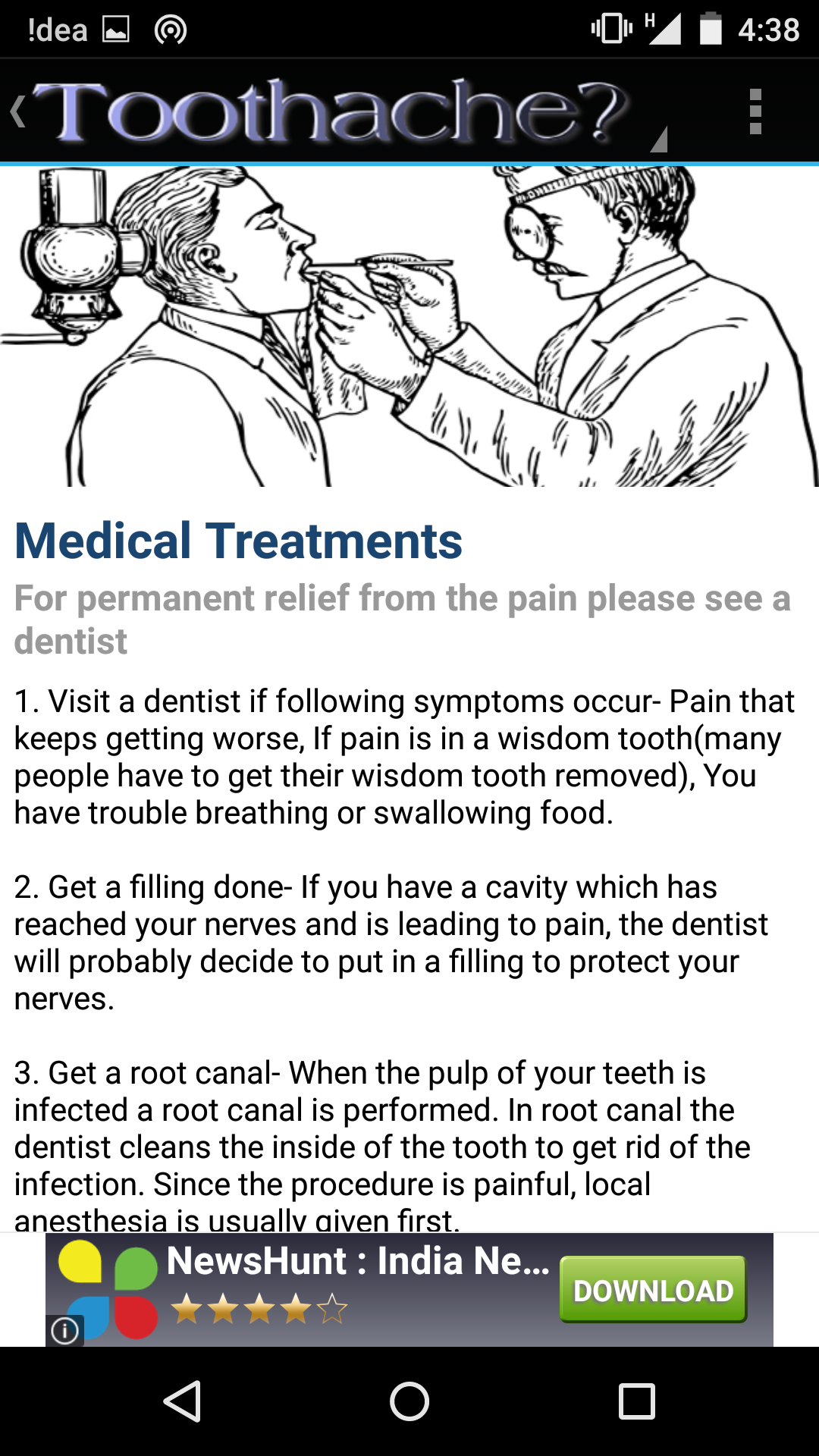 Toothache pain relief for Android