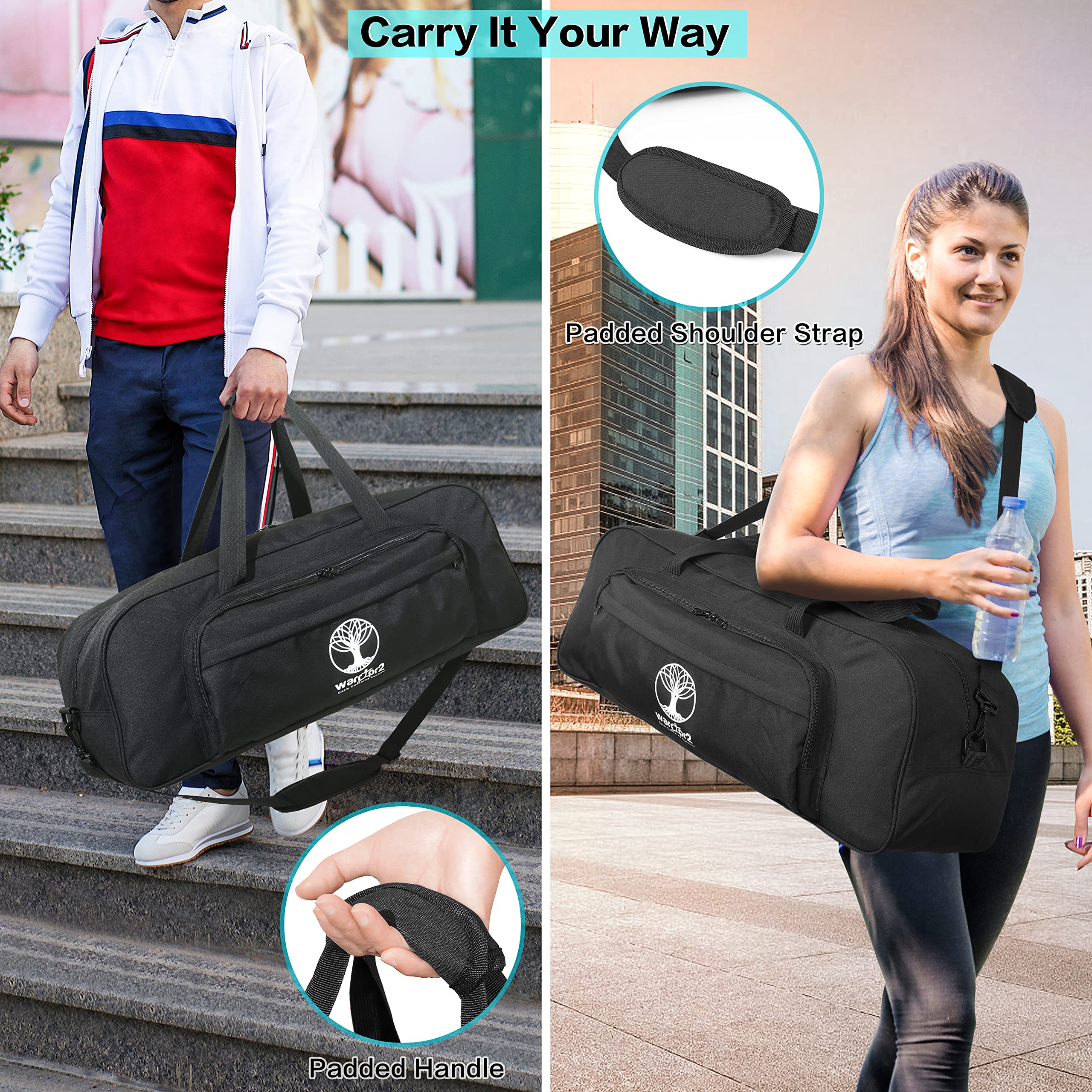Turnbeutel mit 8 Taschen für 1,27 cm Dicke Yogamatten und Yoga-Blöcke, abnehmbare Gurte | Große Sporttasche mit Yogamattenhalter für Damen und Herren