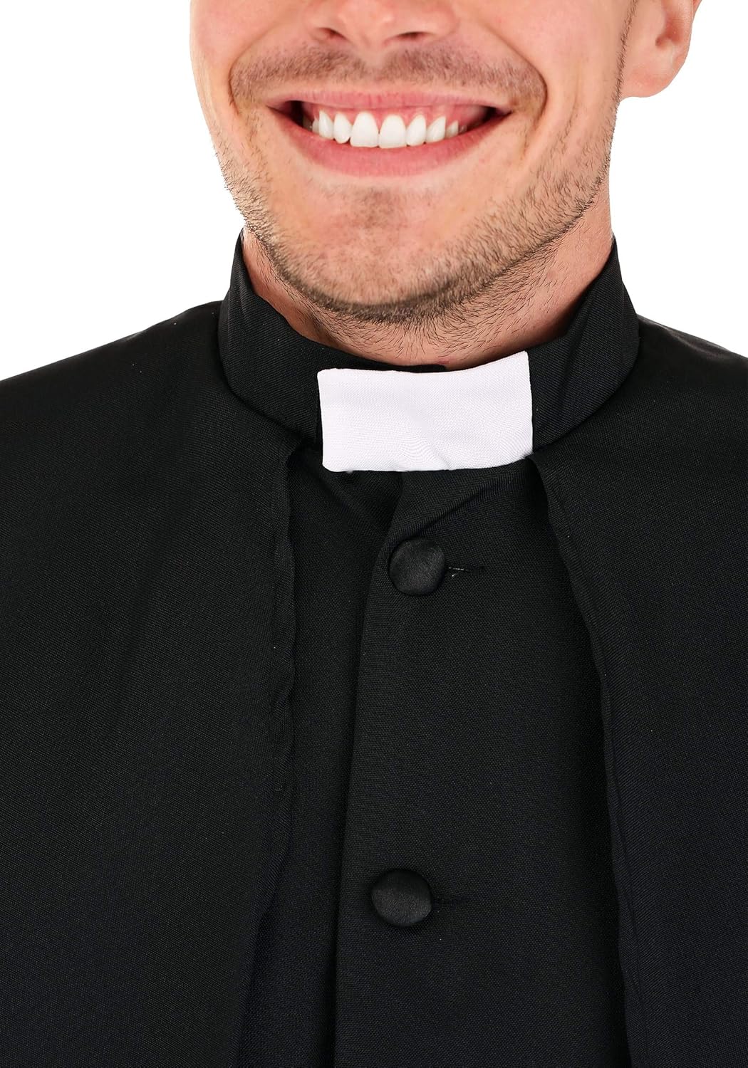 Fun Costumes Adult Deluxe Priest Costume Mens, Religious Halloween Outfit, Long Sleeved Holy Cloak and Clerical Collar - Black - Medium - Image 3