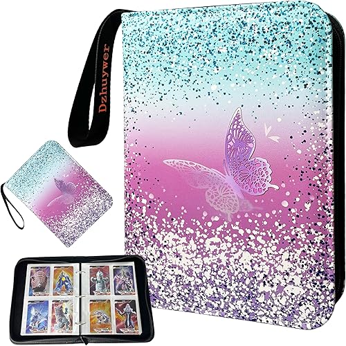 Miniatura 11 de Carpeta de tarjetas coleccionables para 4 bolsillos, 480 tarjetas con 60 fundas extraíbles con cremallera de protección, pulsera de fácil