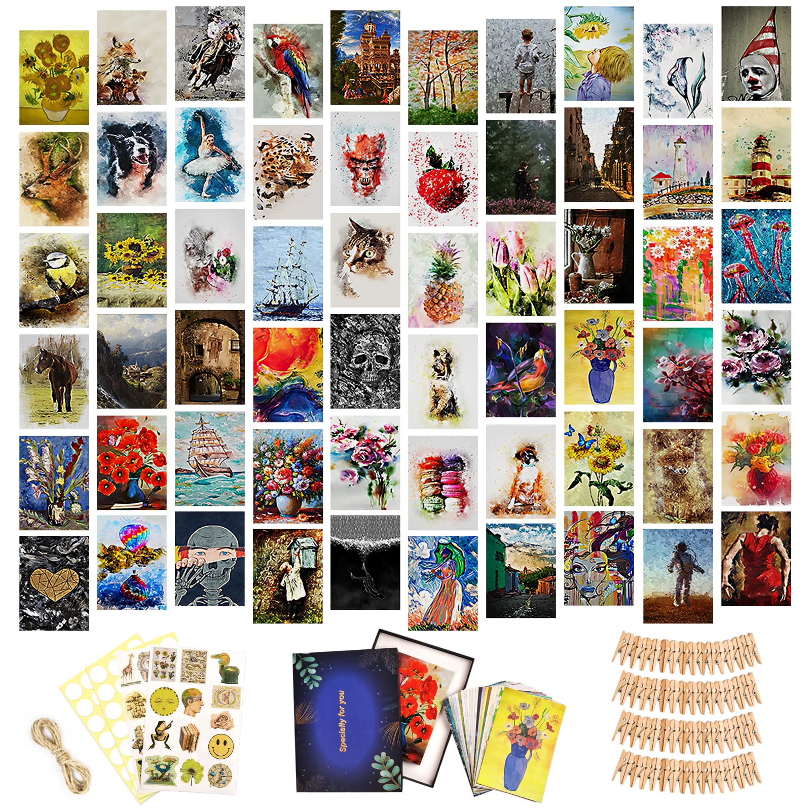 Jute Sticker Buy Vintage Wall Collage Kit with Aesthetic Stickers & Clips & Jute ...