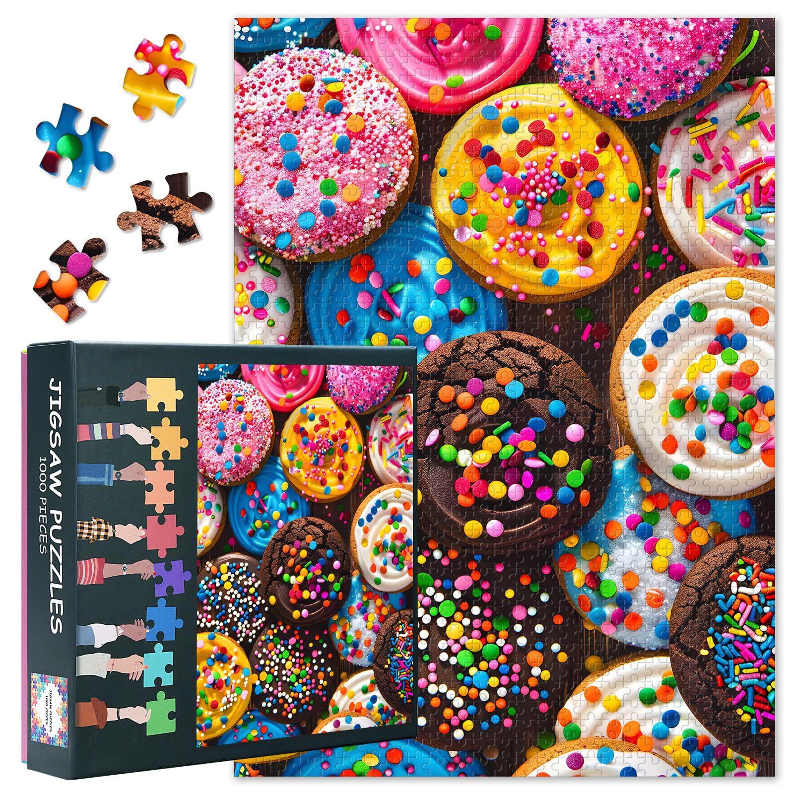 1000 Piece Puzzle for Adults - Candyland Cakes Jigsaw Puzzles, Maximalist Dessert Art Adult Puzzles 1000 Pieces, Bold Sugar-Themed Puzzle Board - 27.5x19.7 Inches