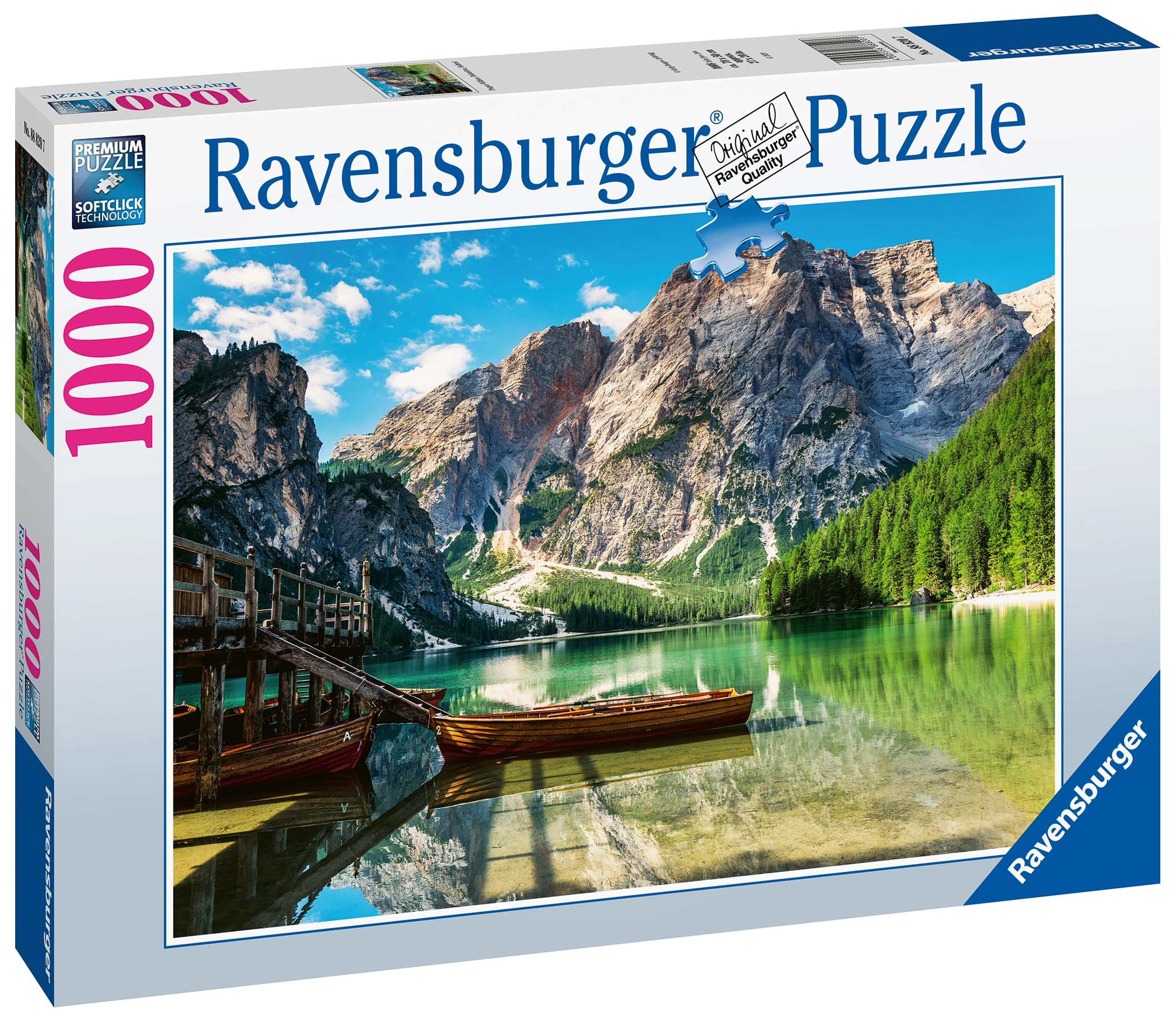 Ravensburger - Puzzle Lago di Braies, 1000 Pezzi, Puzzle Paesaggi per Adulti e Ragazzi, Idea Regalo per Lei o Lui, 70x50 cm, Esclusiva Amazon