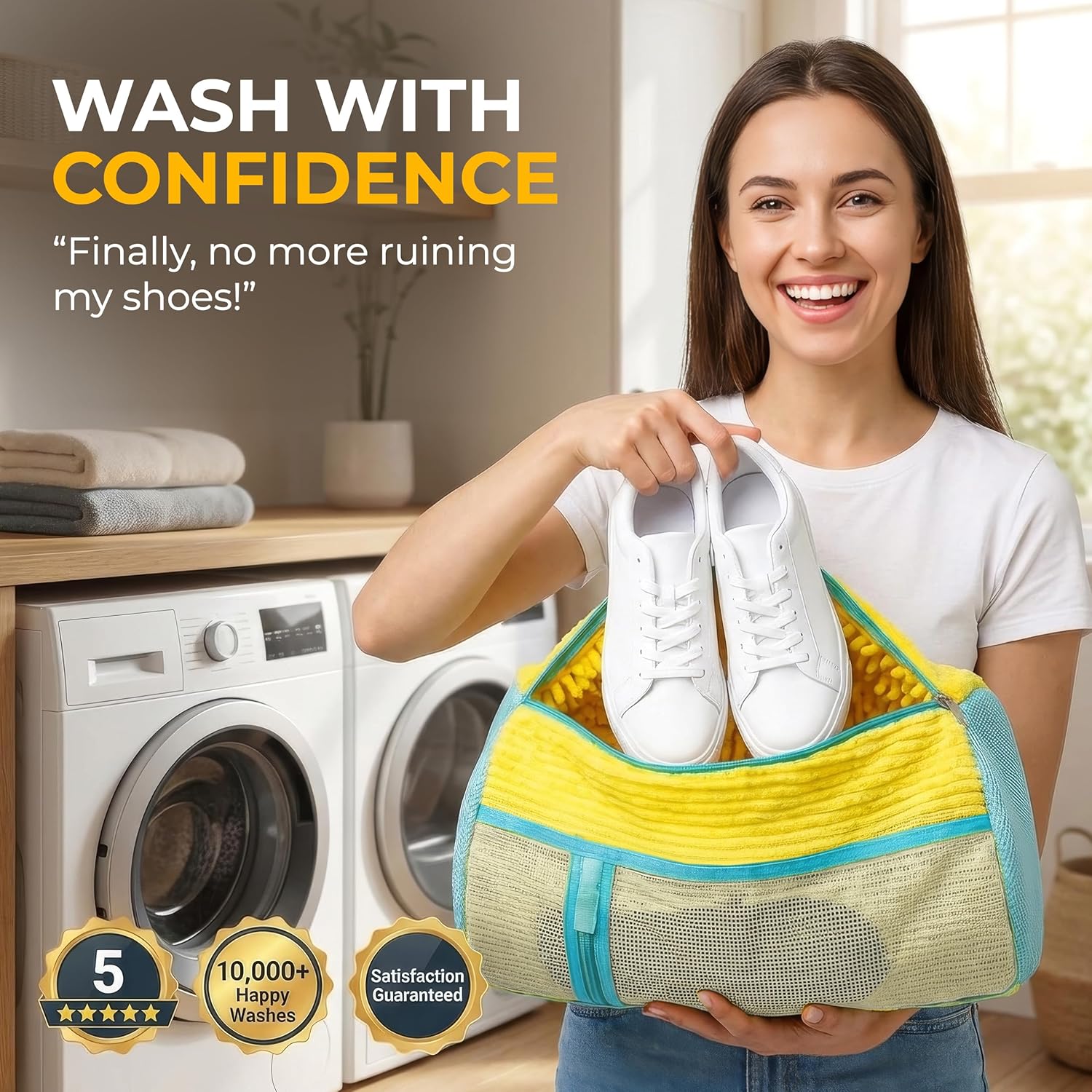 Sneaker Washing Machine Bag & Dryer Bag for Shoes 2x Each - 360° Thick Protection, Highly Durable Mesh Sneaker Washer w/Zipper Lock – Deep Cleaning Sneaker Laundry Bag for Spotless Shoes