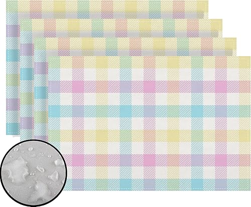 Juego de 4 manteles individuales de lino para primavera decoración de Pascua fiesta de cumpleaños decoración y suministros de mesa de cocina 12 x 18