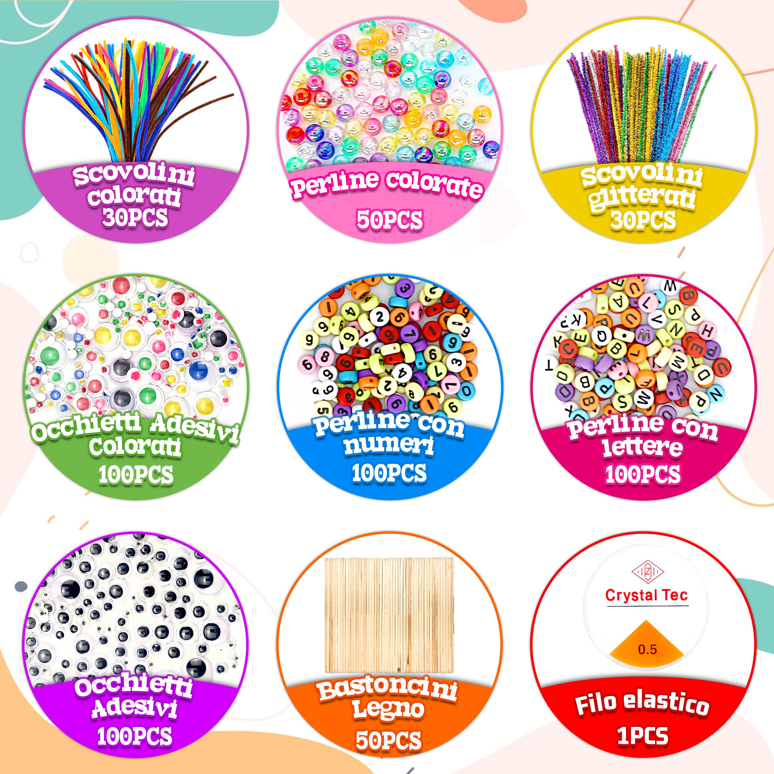 Kit Lavoretti Creativi per Bambini 3000+ Pezzi con Scatola di Archiviazione - Viola